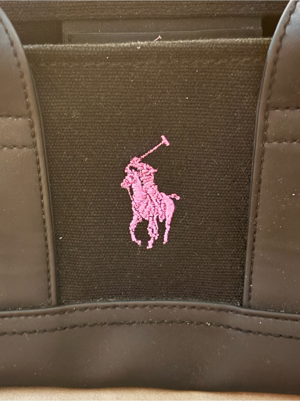 Ralph Lauren Mini Black Canvas Tote Bag Pink Pony Logo - Picture 2 of 8